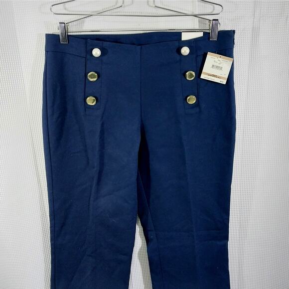 NWT@$89! ANNE KLEIN! SWEET NAVY BLUE BUTTONED SAILOR STYLE TROUSERS! SZ 12 - Picture 3 of 11